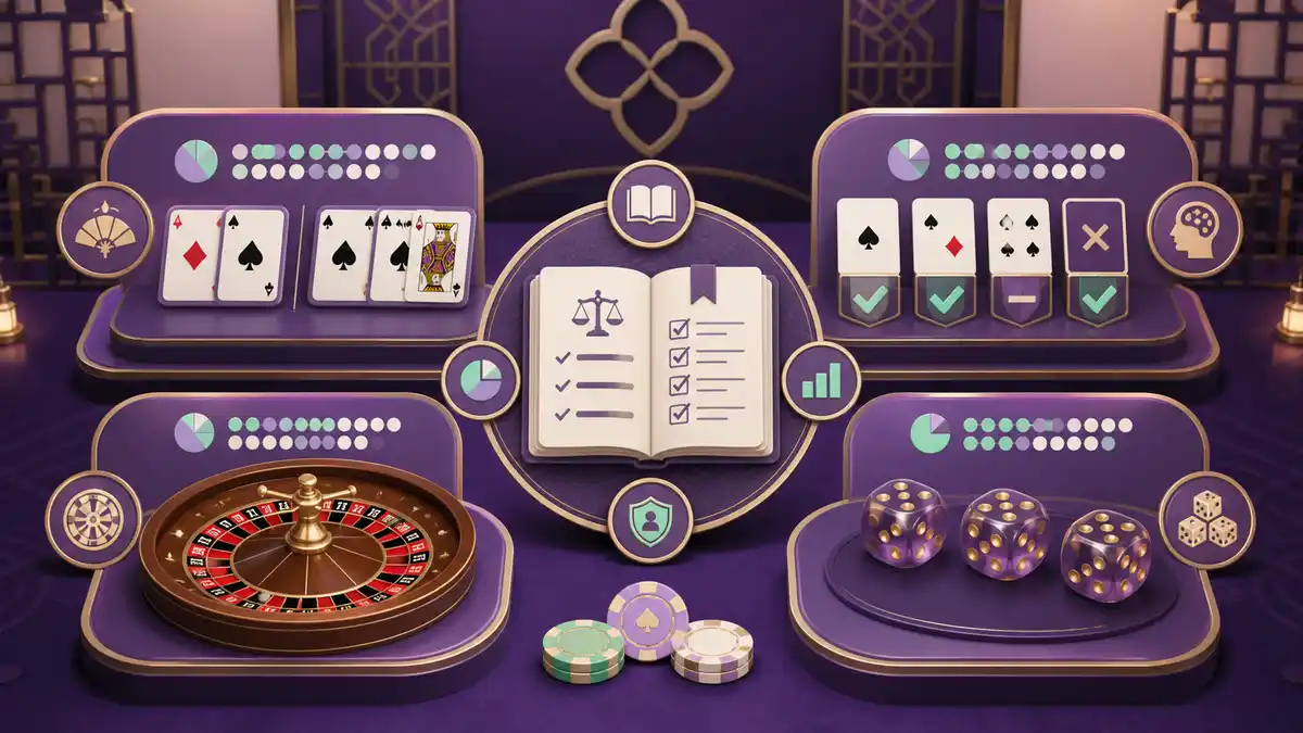 Trò chơi bàn casino gồm Baccarat, Blackjack, Roulette và Sic Bo